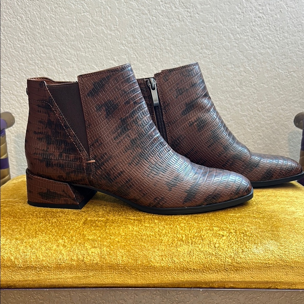 Franco Sarto Brown Leather Ankle Booties